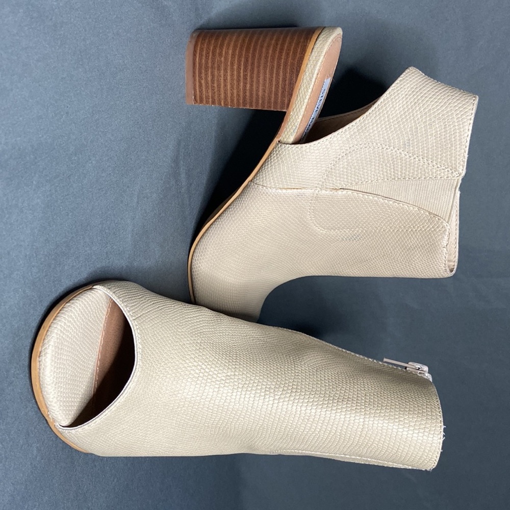 Tan Peep-Toe Ankle Boots